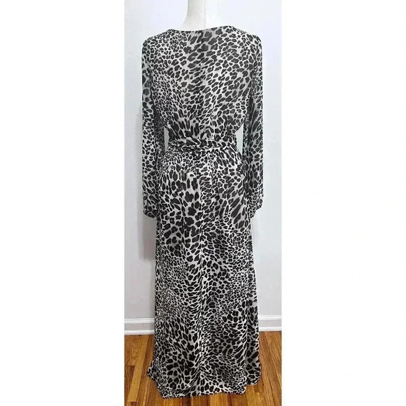 INC Maxi Dress Size 6 Leopard Print Balloon Long Sleeves - Picture 4 of 8